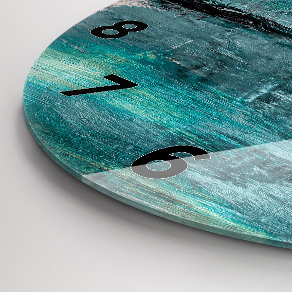 Round glass wall clock Oil texture abstract