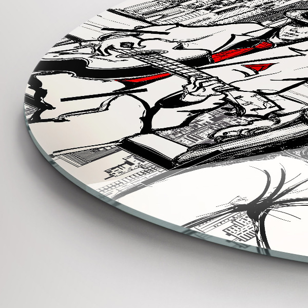 Round glass wall clock Jazz in New York