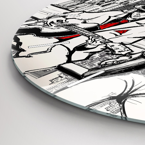 Round glass wall clock Jazz in New York