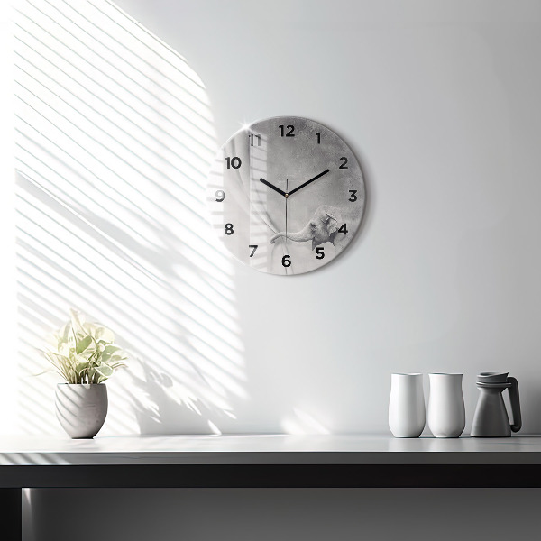 Round glass wall clock Elephant