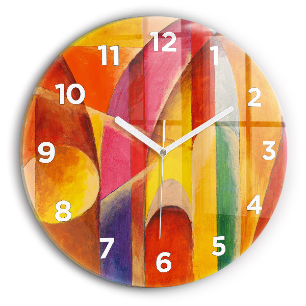 Round glass wall clock Art Decoration Abstraction