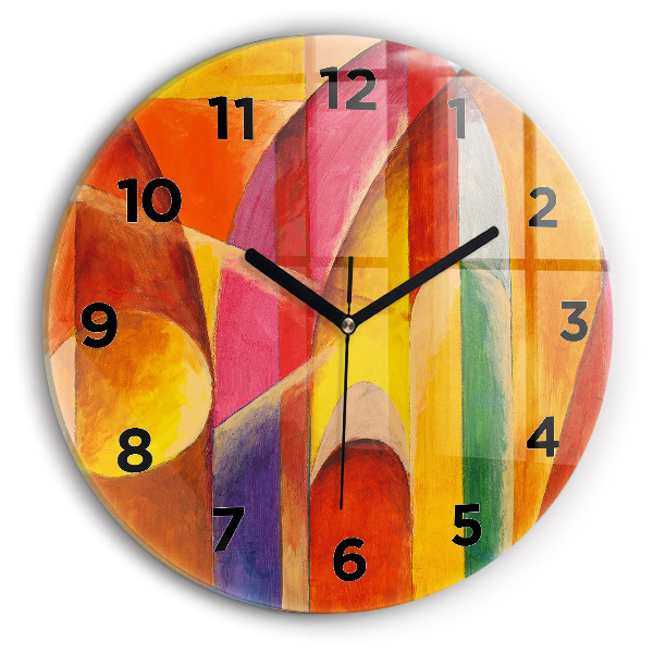 Round glass wall clock Art Decoration Abstraction