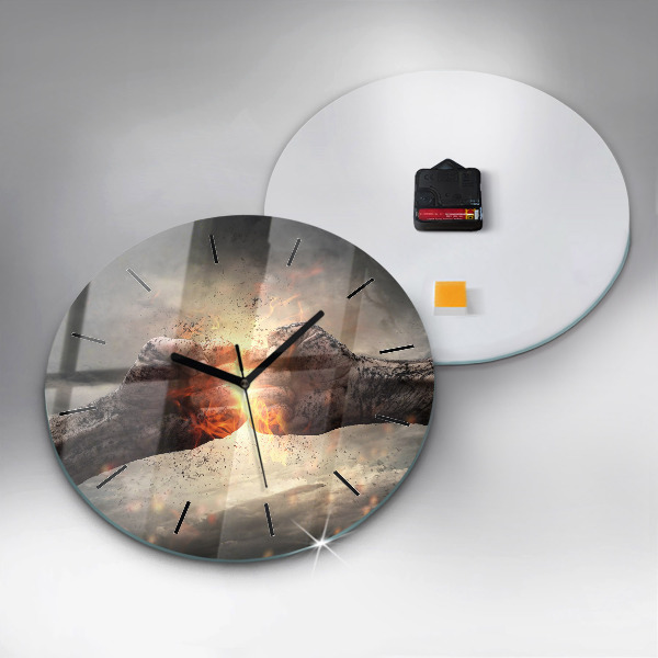 Round glass wall clock Fists Strength Power