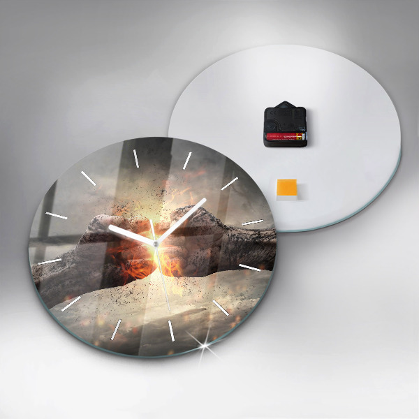 Round glass wall clock Fists Strength Power
