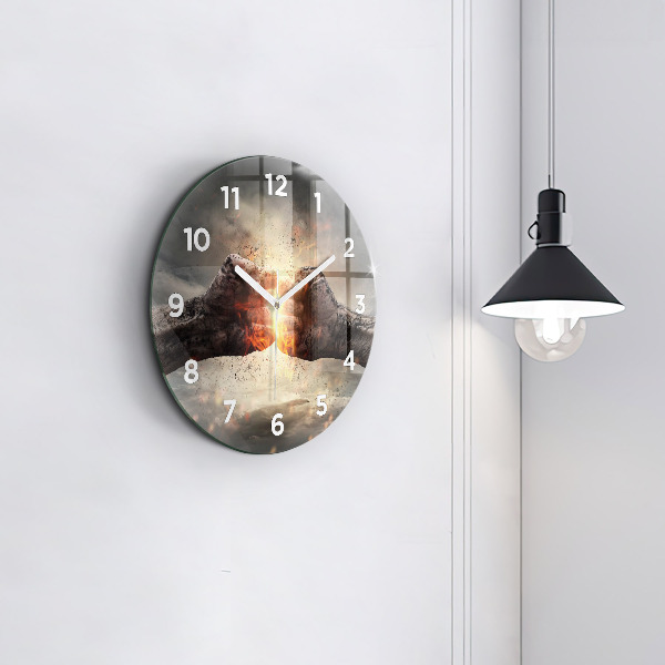 Round glass wall clock Fists Strength Power