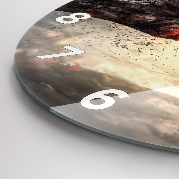 Round glass wall clock Fists Strength Power