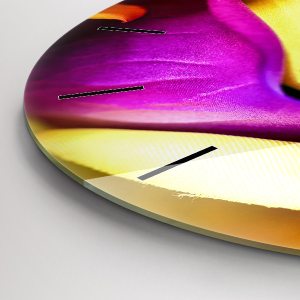 Round glass wall clock Rainbow Rose