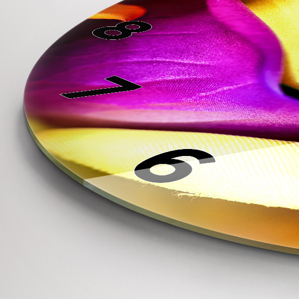 Round glass wall clock Rainbow Rose