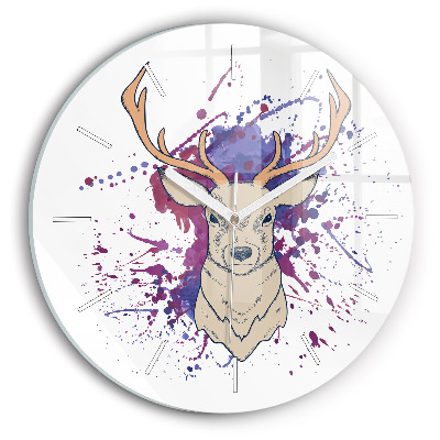 Round glass wall clock Deer vector illustration
