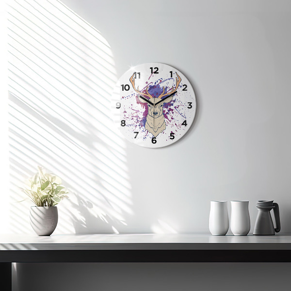 Round glass wall clock Deer vector illustration