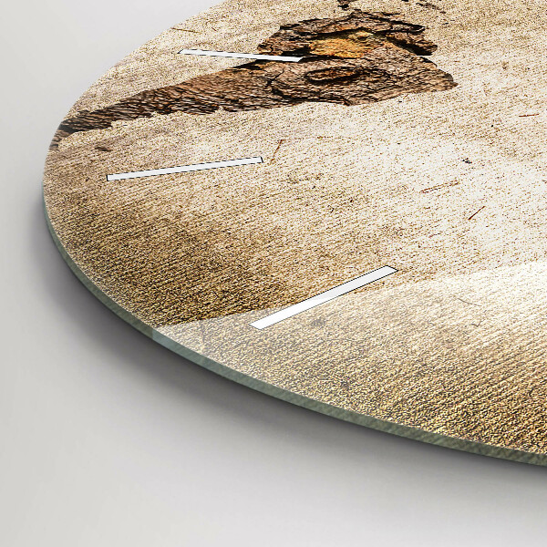 Round glass wall clock Vintage world map
