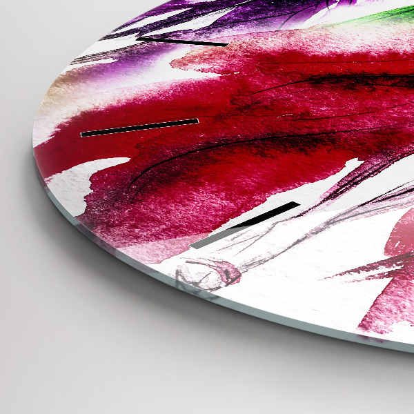 Round glass wall clock Women in colorful dresses