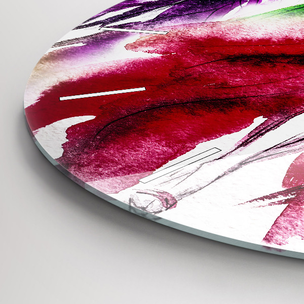 Round glass wall clock Women in colorful dresses