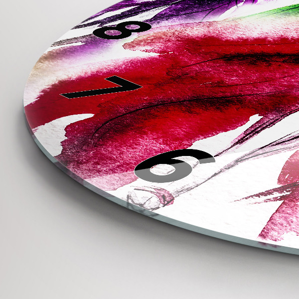 Round glass wall clock Women in colorful dresses