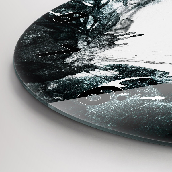 Round glass wall clock Portrait of a woman red lips