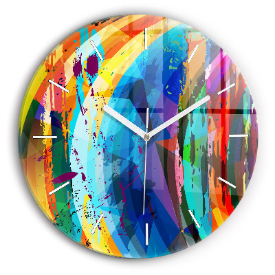 Round glass wall clock Abstract background