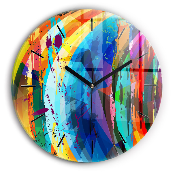 Round glass wall clock Abstract background