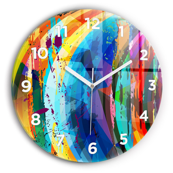 Round glass wall clock Abstract background
