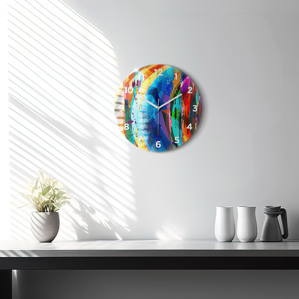 Round glass wall clock Abstract background
