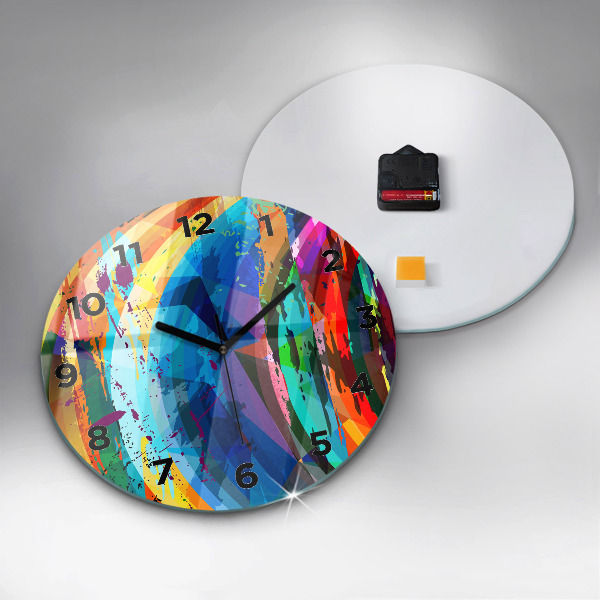 Round glass wall clock Abstract background