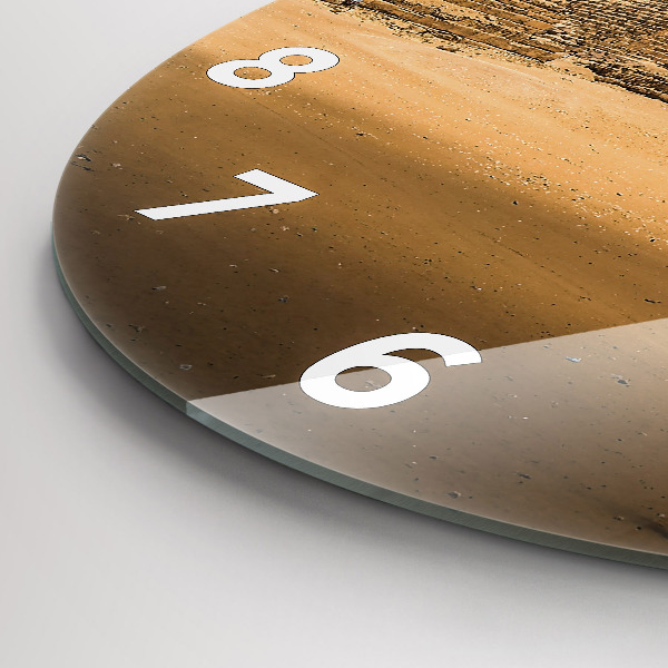 Round glass wall clock Pyramids and sunset