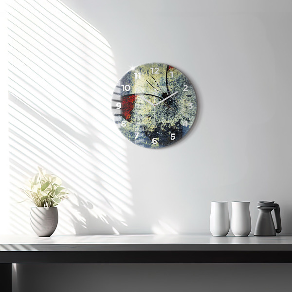 Round glass wall clock Butterfly vintage style
