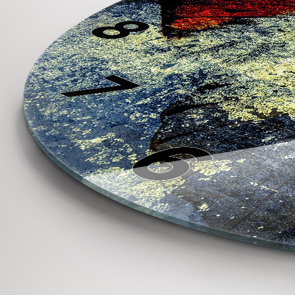 Round glass wall clock Butterfly vintage style