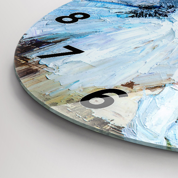 Round glass wall clock Young ballerinas