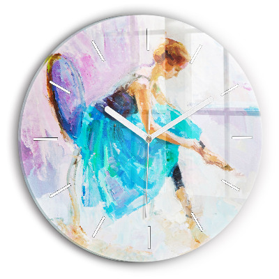 Round glass wall clock Preparing the ballerina