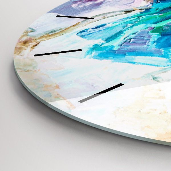 Round glass wall clock Preparing the ballerina