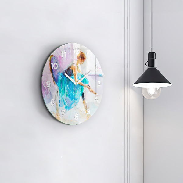 Round glass wall clock Preparing the ballerina