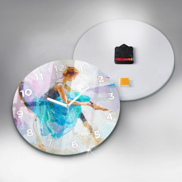 Round glass wall clock Preparing the ballerina