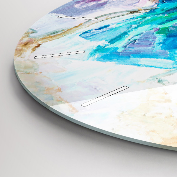 Round glass wall clock Preparing the ballerina