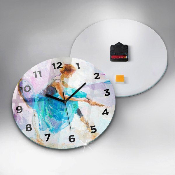 Round glass wall clock Preparing the ballerina