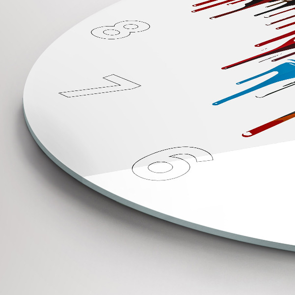 Round glass wall clock Colorful zebra