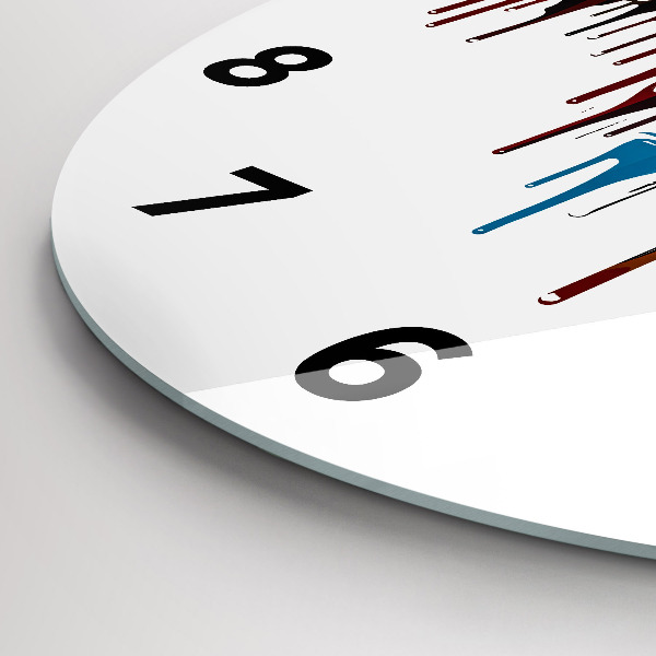 Round glass wall clock Colorful zebra