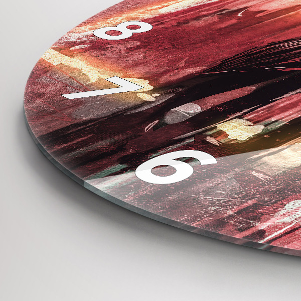 Round glass wall clock Young couple in love