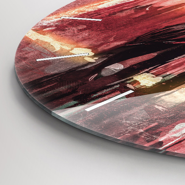 Round glass wall clock Young couple in love