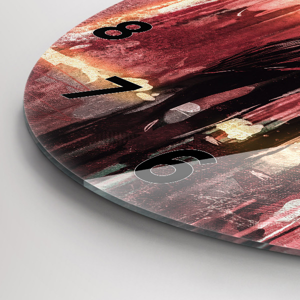 Round glass wall clock Young couple in love