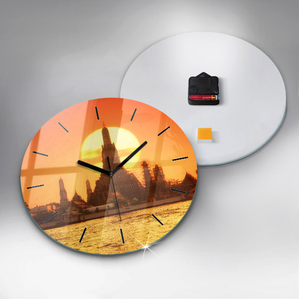Round glass wall clock Wat arun bangkok thailand