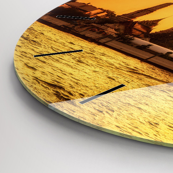 Round glass wall clock Wat arun bangkok thailand
