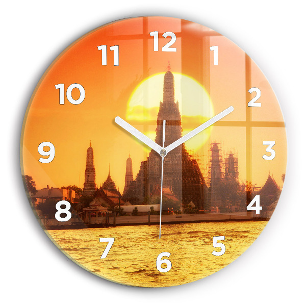 Round glass wall clock Wat arun bangkok thailand