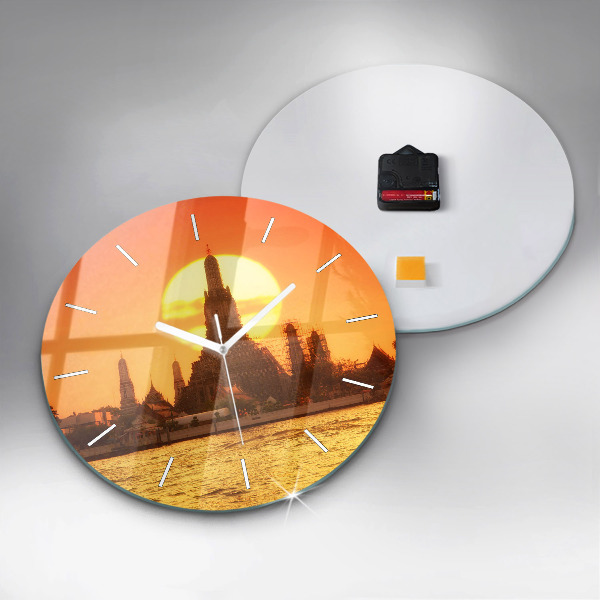 Round glass wall clock Wat arun bangkok thailand