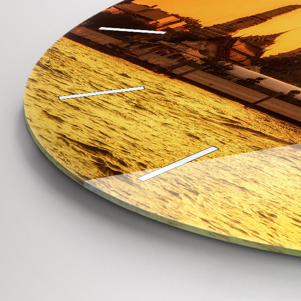 Round glass wall clock Wat arun bangkok thailand