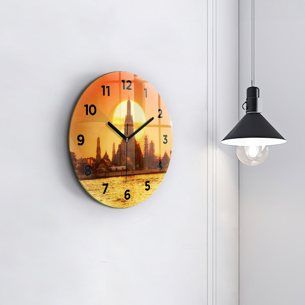 Round glass wall clock Wat arun bangkok thailand