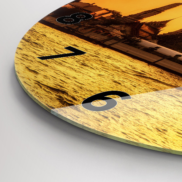 Round glass wall clock Wat arun bangkok thailand