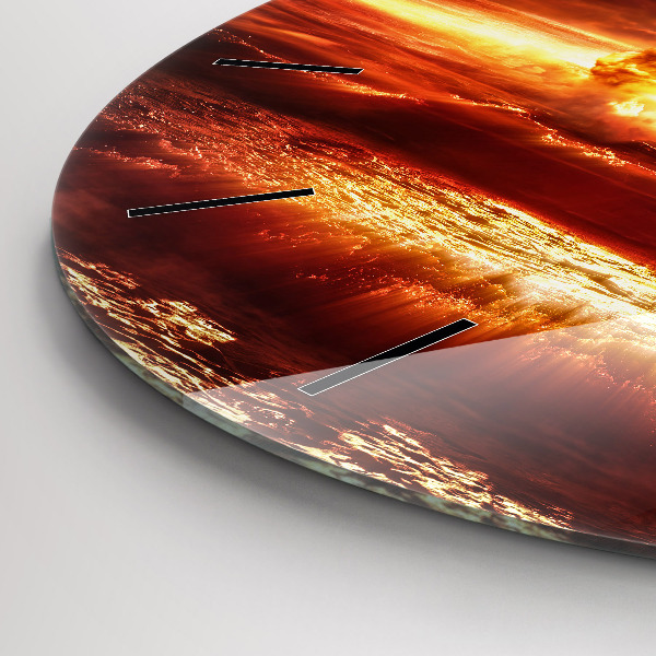 Round glass wall clock Atomic bomb explosion