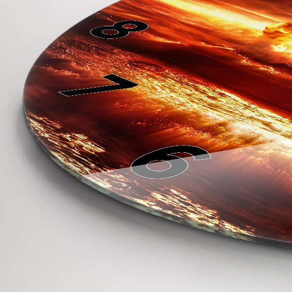 Round glass wall clock Atomic bomb explosion