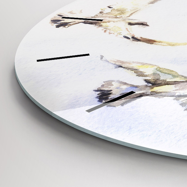 Round glass wall clock Flying birds