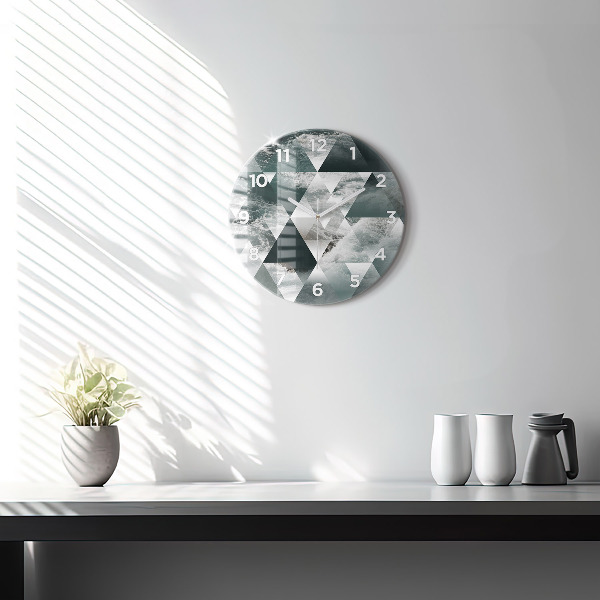 Round glass wall clock Abstract sea waves